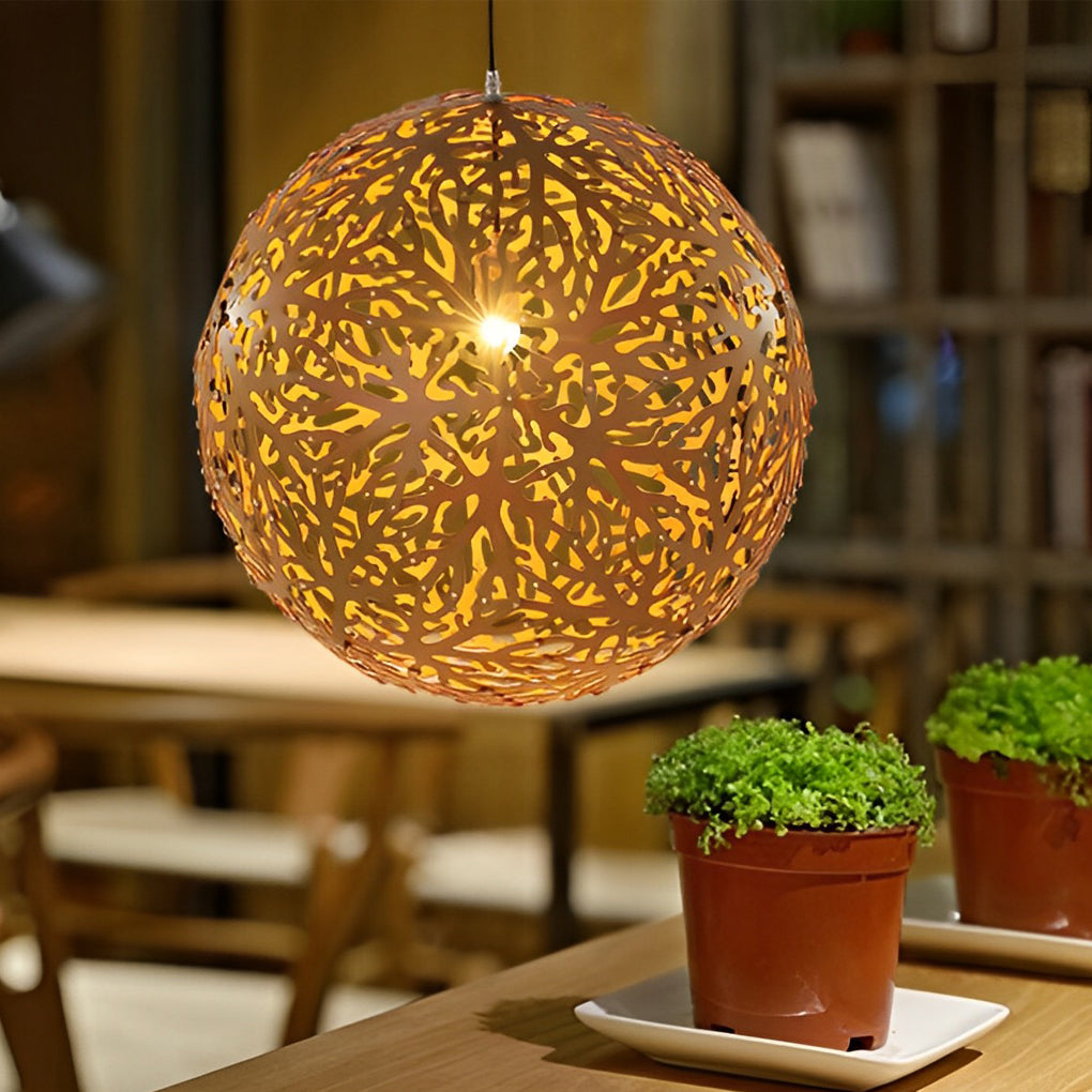 WHIMSY WOODEN ORB LED CHANDELIER
