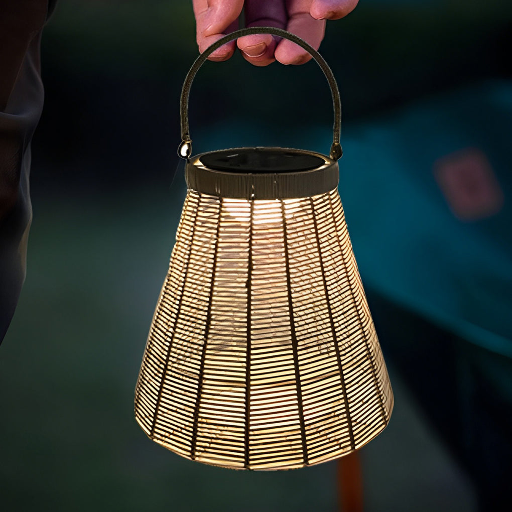 ELMINGTON WOVEN RATTAN SOLAR GARDEN LANTERN