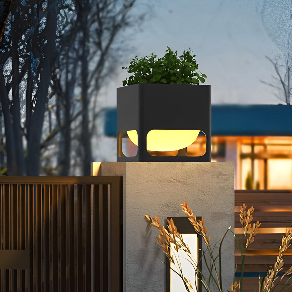 WINDSOR BLACK SQUARE OUTDOOR LED PLANTER LIGHTS
