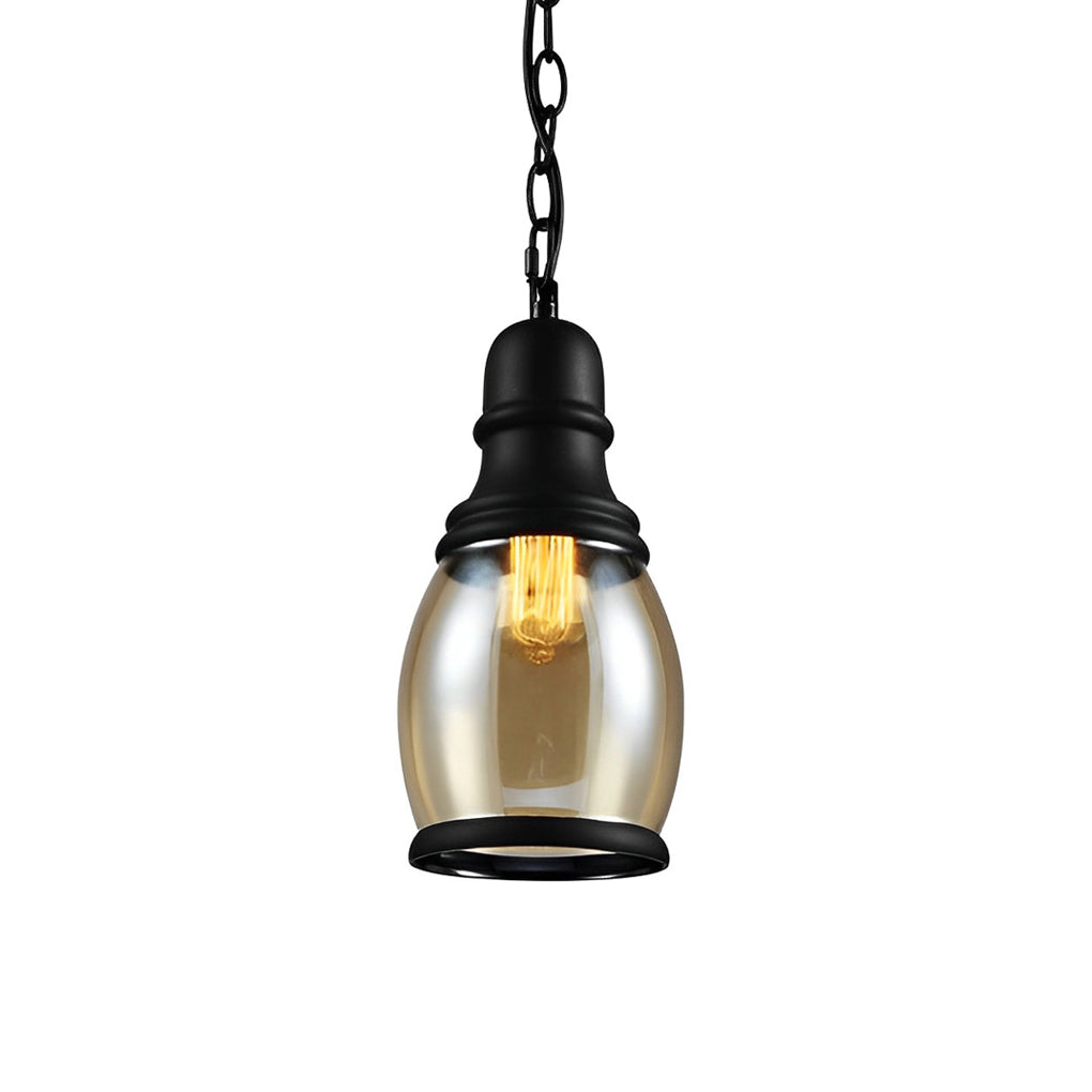 BRACKENHILL AMBER GLASS INDUSTRIAL PENDANT LAMP