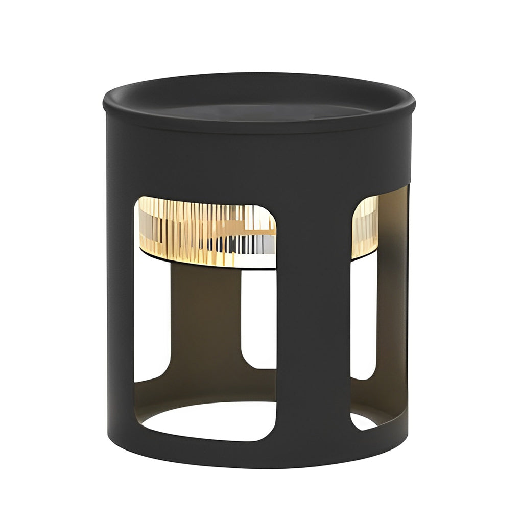 WINDSOR SOLAR-ILLUMINATED CIRCULAR OUTDOOR LAMP WITH UNDERSTATED BASE LIGHTING