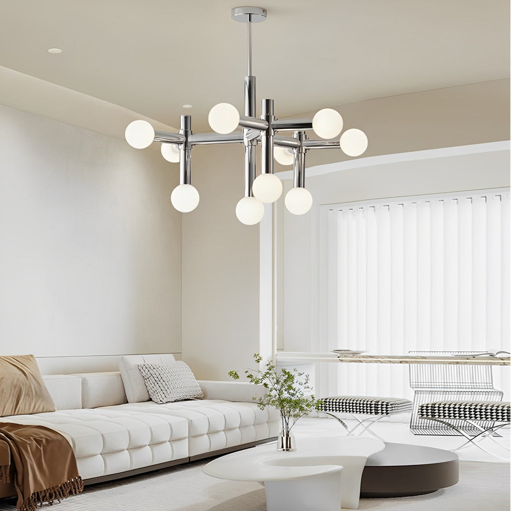 WINTHORPE SPUTNIK INSPIRED CHROME ORB CHANDELIER WITH 10 LIGHTS
