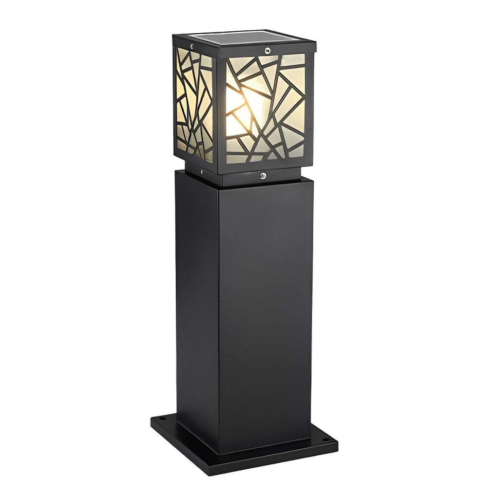 WINDSOR SOLAR GLOW PATHWAY LANTERNS - BLACK WATER-RESISTANT OUTDOOR BOLLARD LIGHTING