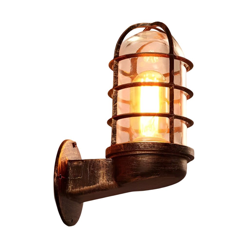 WINDSOR RETRO CAGE OUTDOOR WALL LANTERN, 4W WATER-RESISTANT