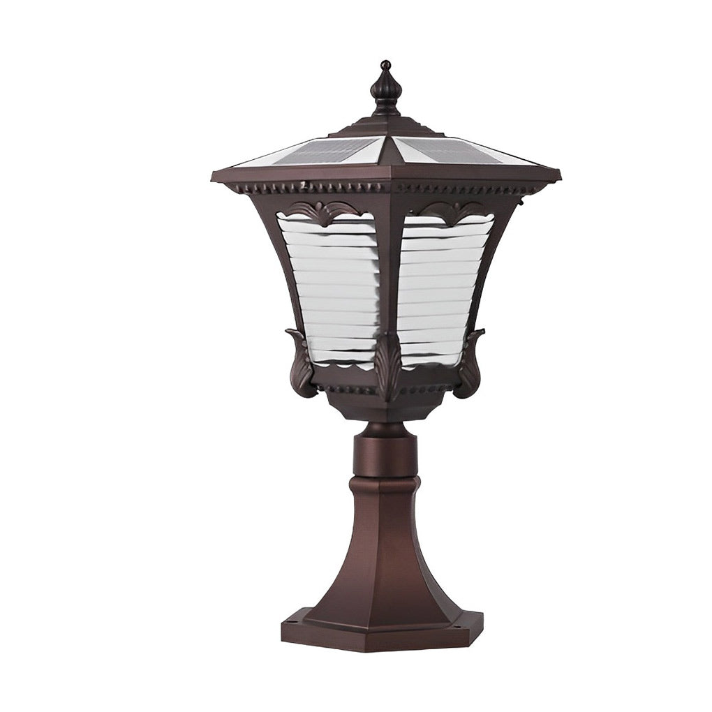 WINDSOR COURT VINTAGE SOLAR GARDEN LANTERN IN RICH COFFEE GOLD TONE