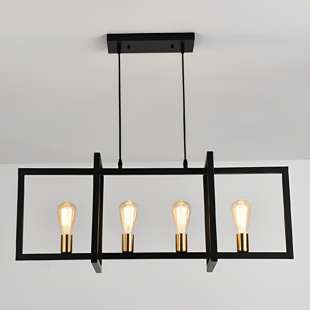 WINDSOR IRON RECTANGULAR CHANDELIER WITH INDUSTRIAL FINISH