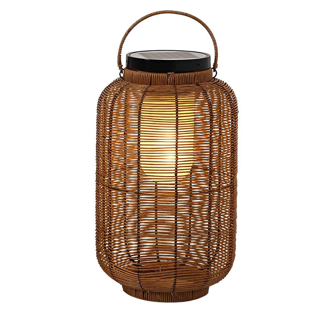 WINDSOR WICKER SOLAR FLOOR LANTERN WITH LED ILLUMINATION