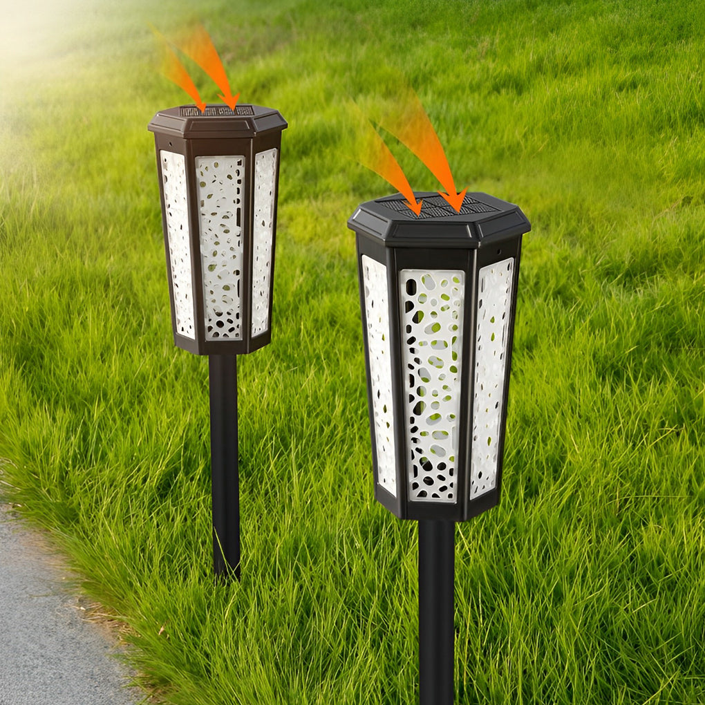 WINTHROP RAINBOW HEXAGON SOLAR GARDEN LANTERN, WEATHERPROOF LANDSCAPE ILLUMINATION