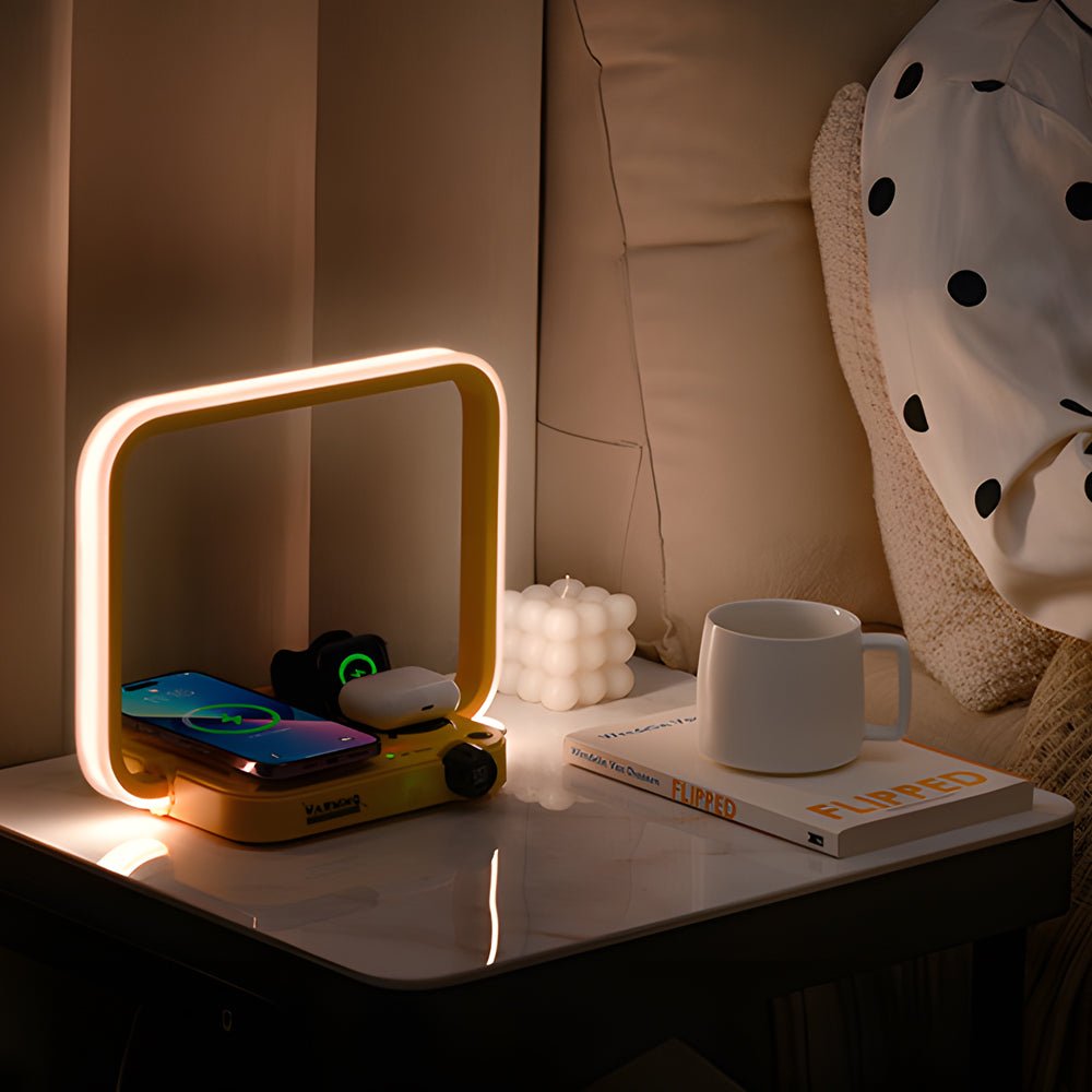 WINTHORPE TRIO FUNCTION LED NIGHTSTAND LUMINAIRE WITH CORDLESS CHARGING AND SCHEDULED ILLUMINATION