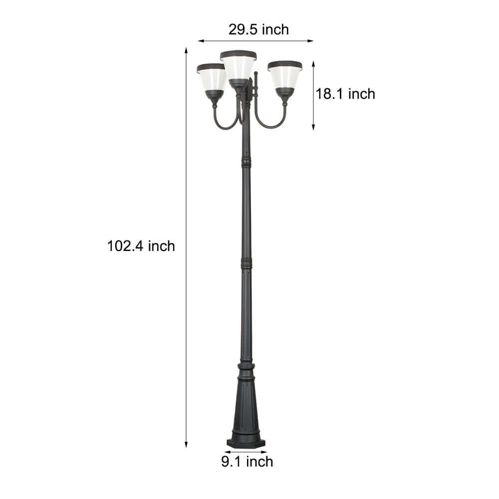 WINDSOR TRIPLE ARM VINTAGE STREET LANTERN WITH POST MOUNT