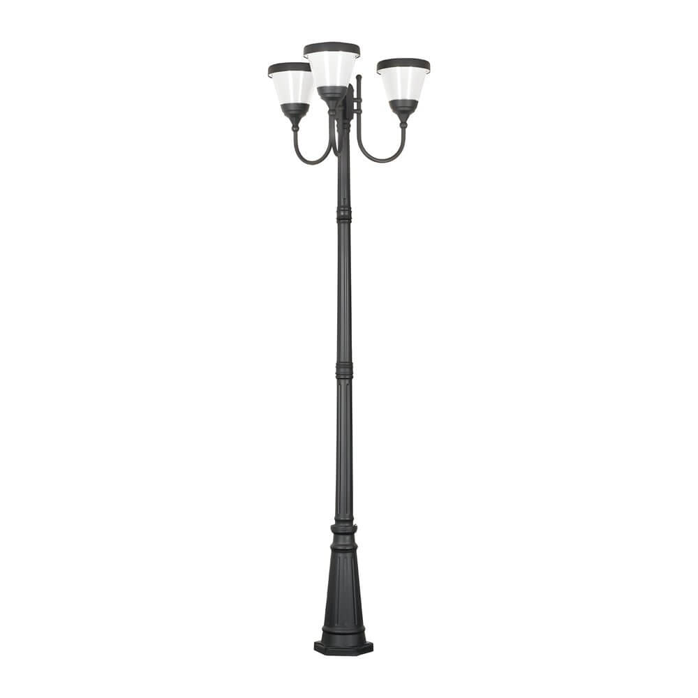 WINDSOR TRIPLE ARM VINTAGE STREET LANTERN WITH POST MOUNT