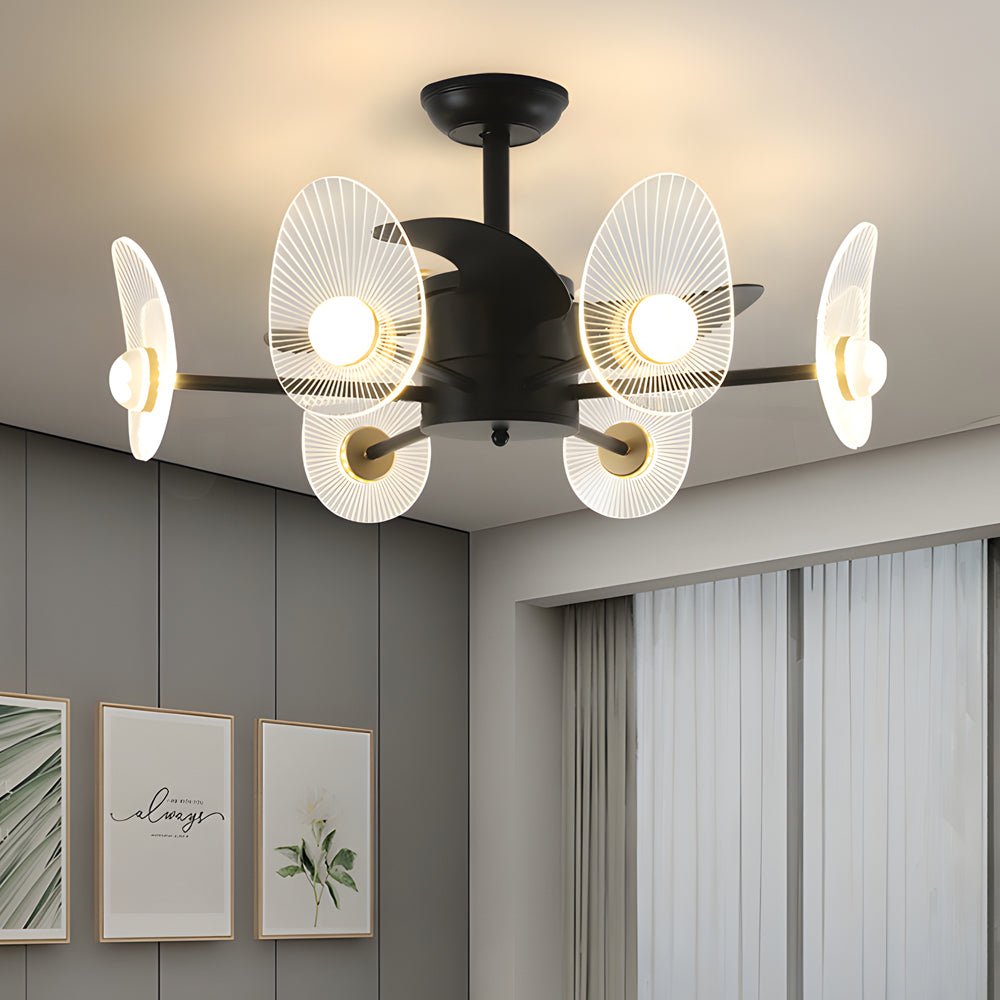 WINDSOR BLACK ACRYLIC CEILING FAN WITH ILLUMINATION AND REMOTE CONTROL, 3-BLADE DESIGN