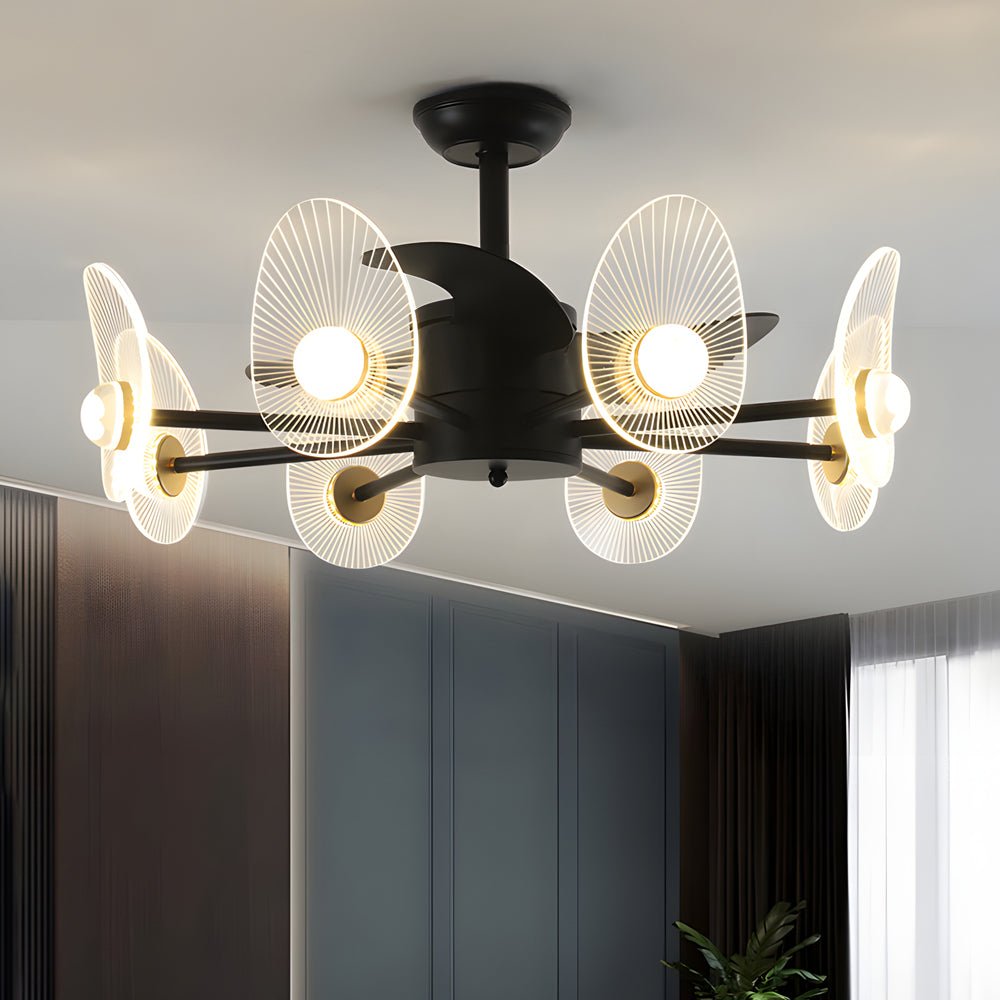 WINDSOR BLACK ACRYLIC CEILING FAN WITH ILLUMINATION AND REMOTE CONTROL, 3-BLADE DESIGN