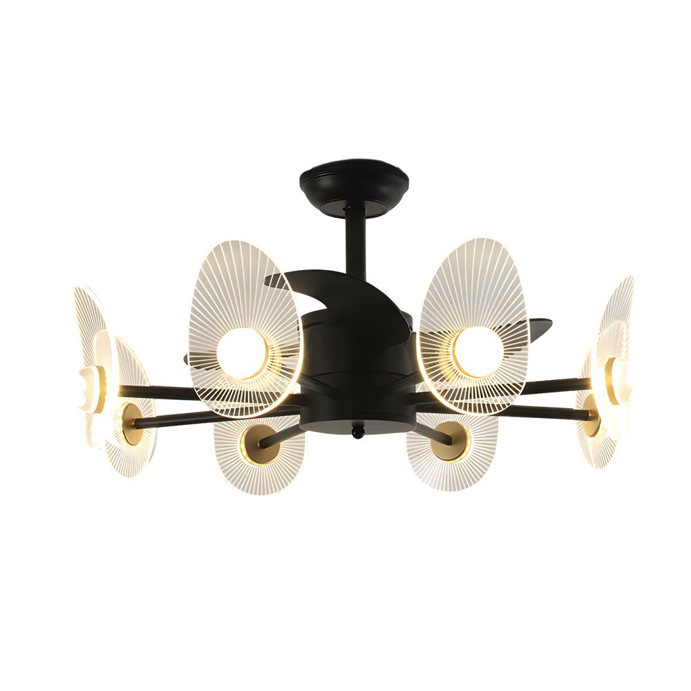 WINDSOR BLACK ACRYLIC CEILING FAN WITH ILLUMINATION AND REMOTE CONTROL, 3-BLADE DESIGN