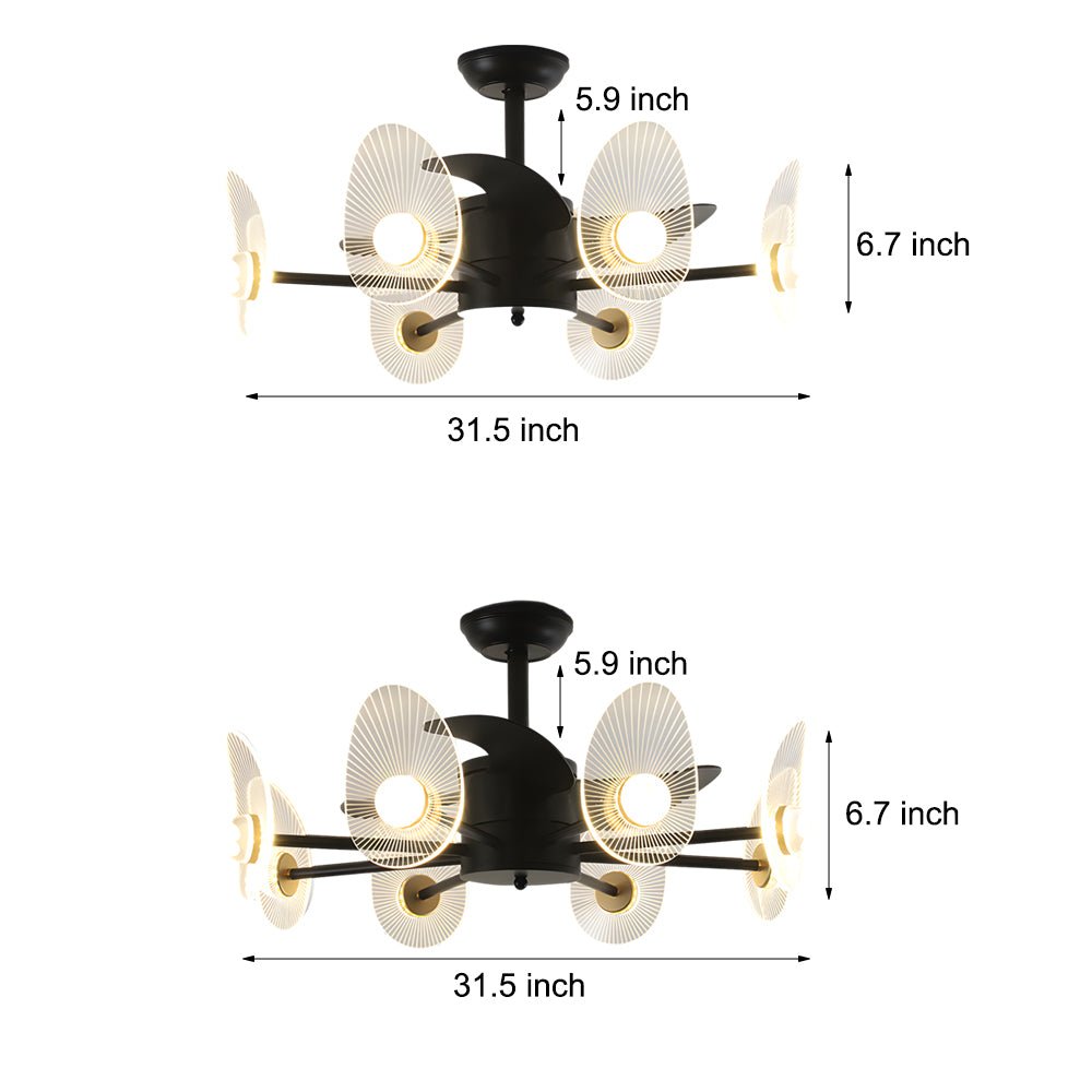 WINDSOR BLACK ACRYLIC CEILING FAN WITH ILLUMINATION AND REMOTE CONTROL, 3-BLADE DESIGN