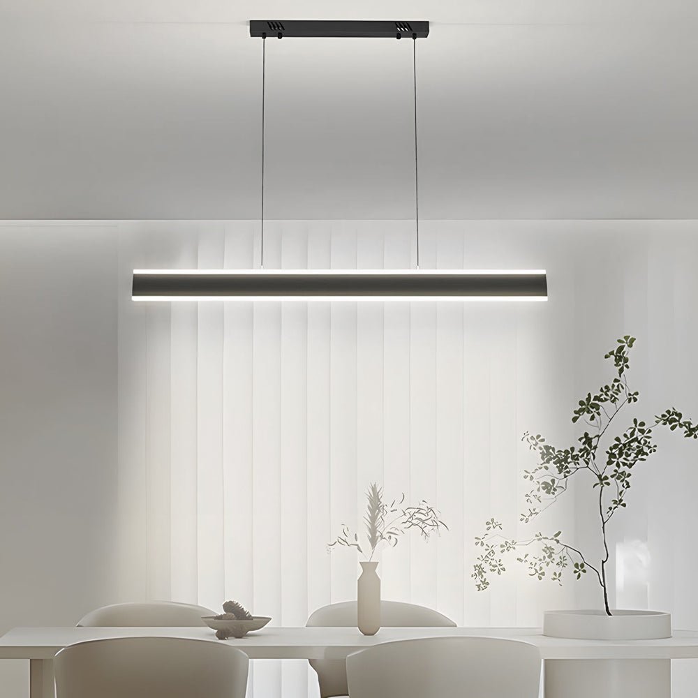 1. **HENLEY RIVER LED ISLAND SUSPENSION LIGHT** - A 31.5-inch linear pendant featuring up and down illumination for a serene ambiance over dining spaces.

2. **WINSLOW HORIZON LED PENDANT LIGHTING** - A 39.4-inch long linear fixture designed to cast a war