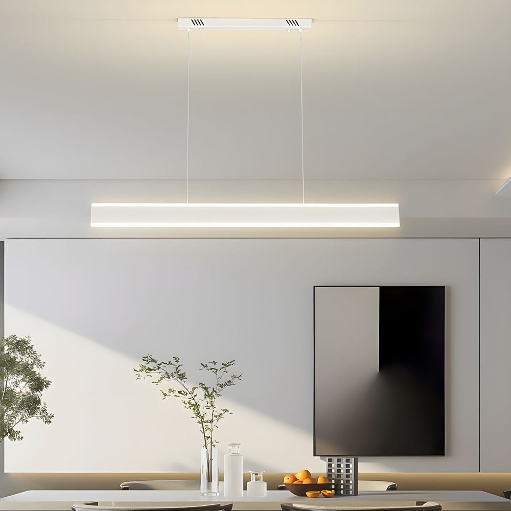 1. **HENLEY RIVER LED ISLAND SUSPENSION LIGHT** - A 31.5-inch linear pendant featuring up and down illumination for a serene ambiance over dining spaces.

2. **WINSLOW HORIZON LED PENDANT LIGHTING** - A 39.4-inch long linear fixture designed to cast a war
