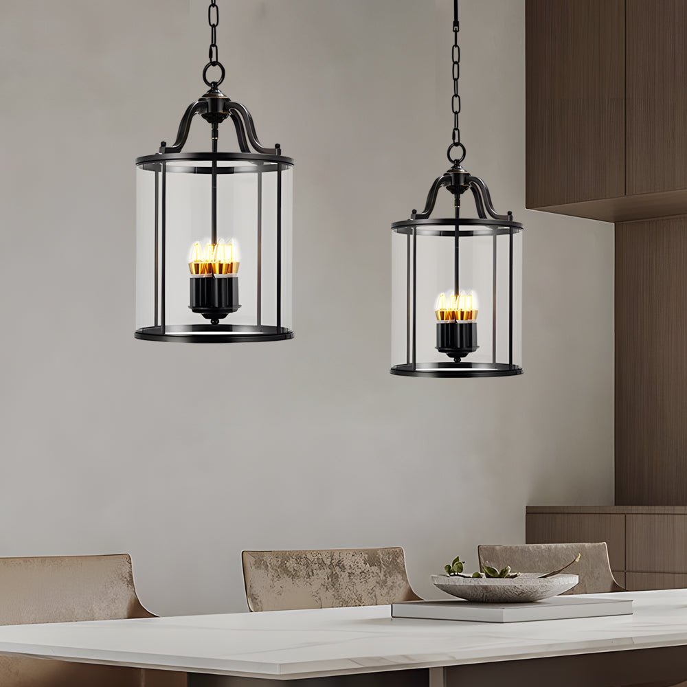 WINTHROP VINTAGE CYLINDRICAL GLASS HANGING LANTERN
