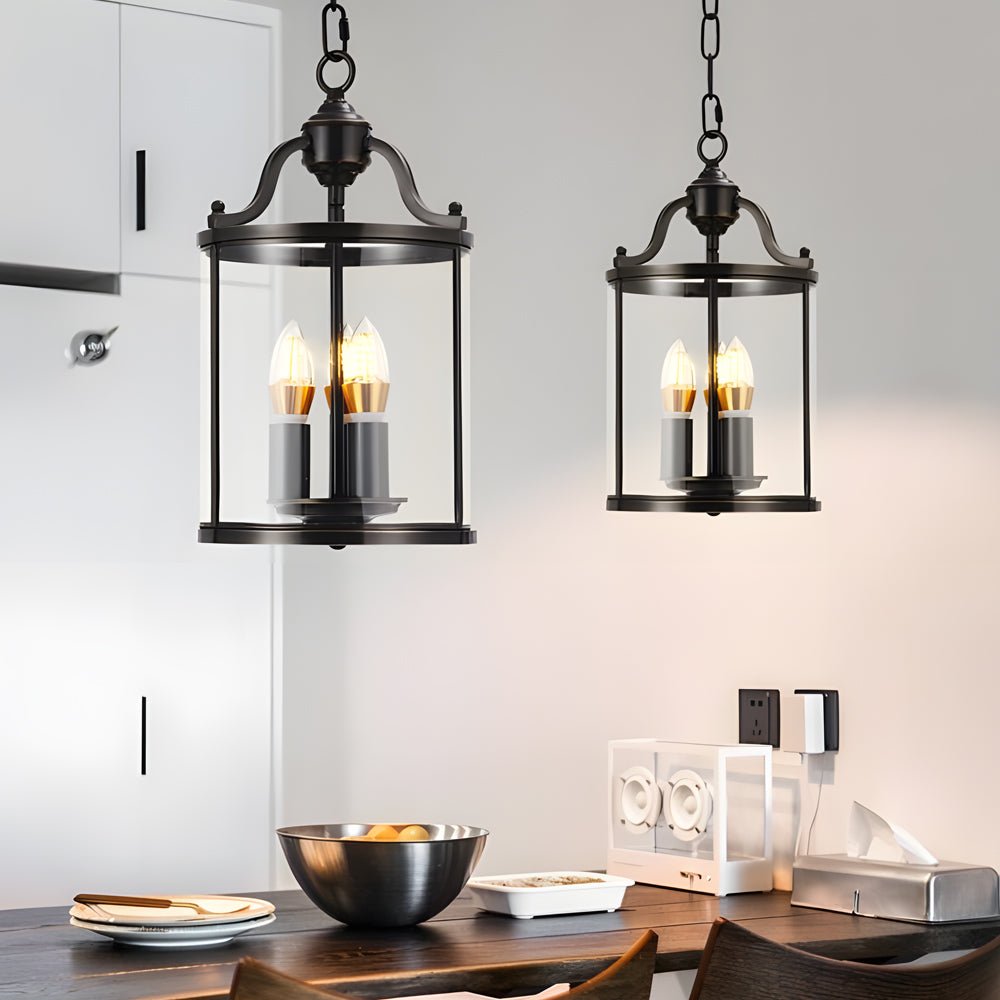 WINTHROP VINTAGE CYLINDRICAL GLASS HANGING LANTERN