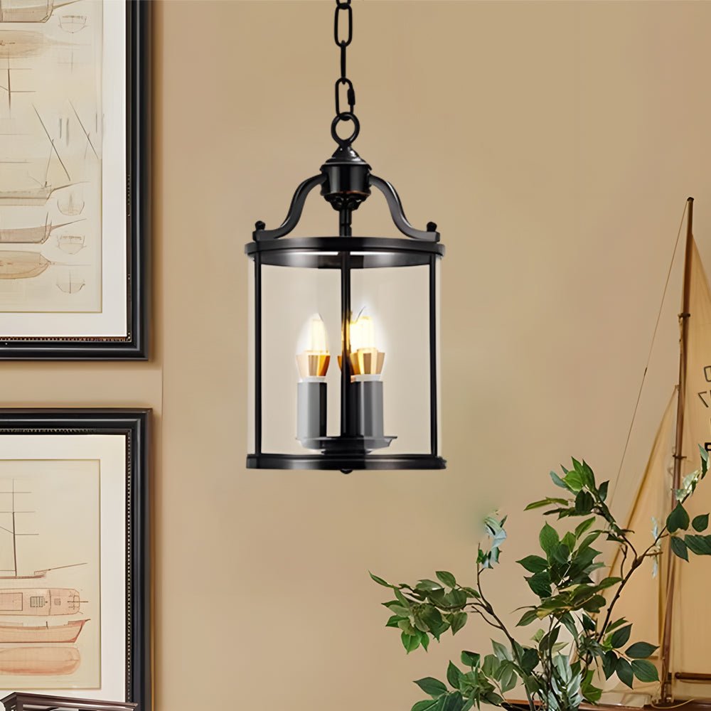WINTHROP VINTAGE CYLINDRICAL GLASS HANGING LANTERN