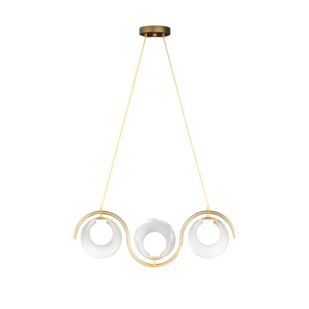 WINDSOR WAVED TRIO ISLAND LANTERN WITH ORB GLASS GLOBES FOR DINING SPACE