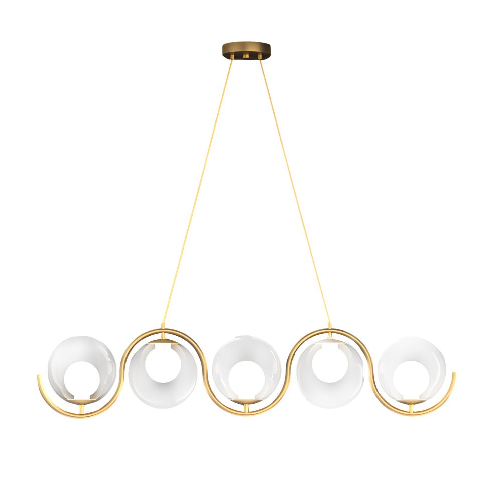 WINDSOR WAVED TRIO ISLAND LANTERN WITH ORB GLASS GLOBES FOR DINING SPACE