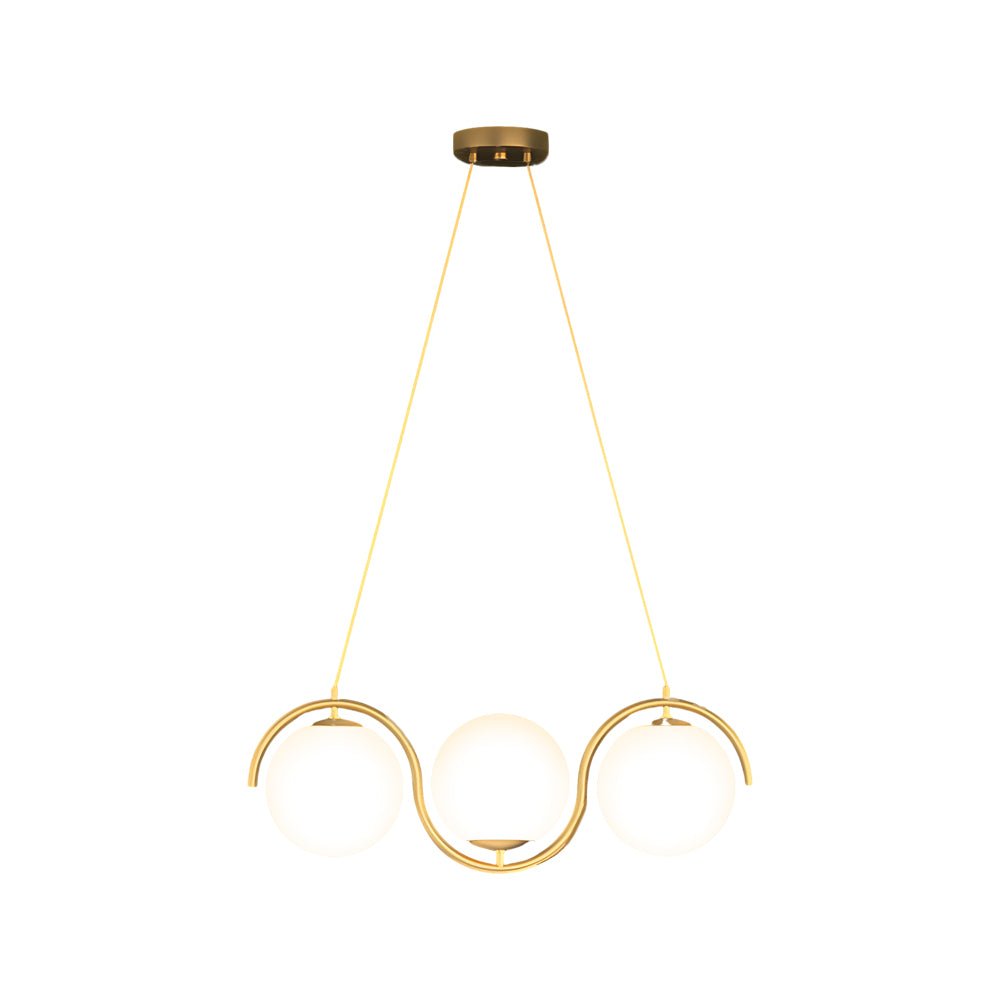 WINDSOR WAVED TRIO ISLAND LANTERN WITH ORB GLASS GLOBES FOR DINING SPACE