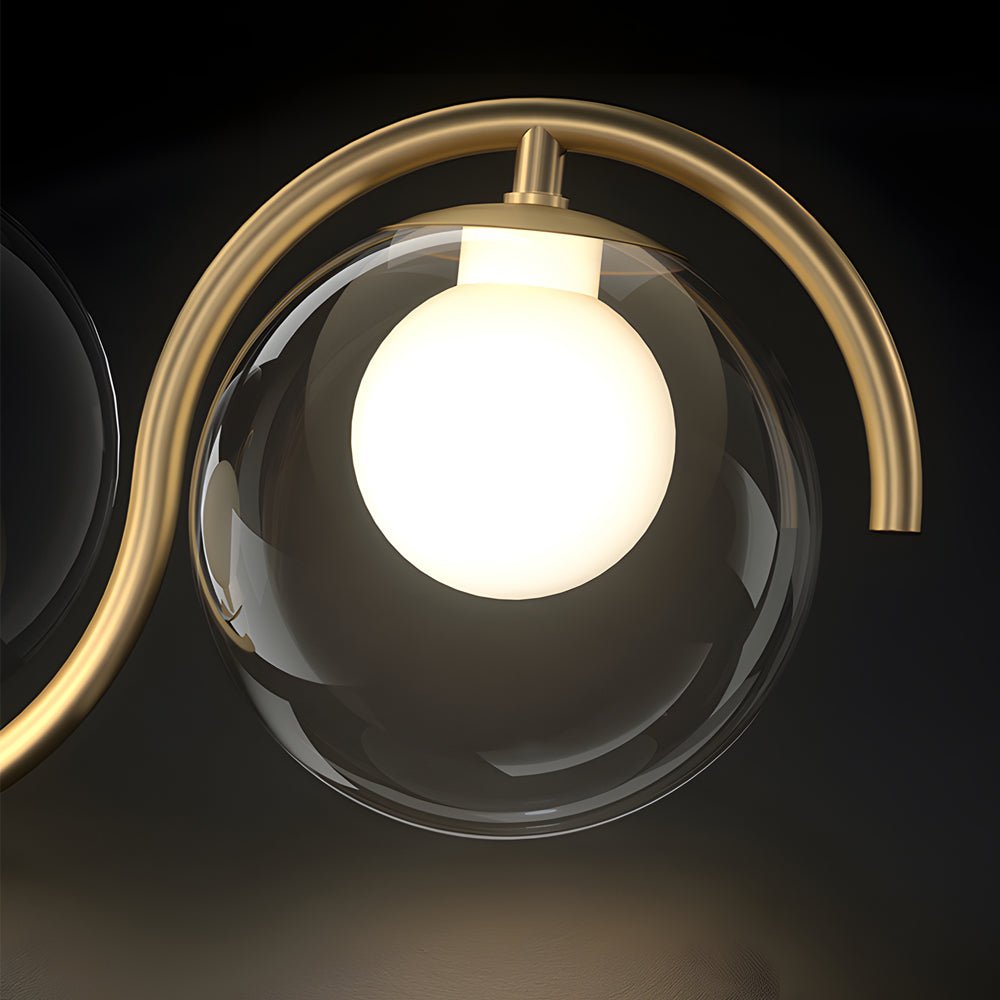 WINDSOR WAVED TRIO ISLAND LANTERN WITH ORB GLASS GLOBES FOR DINING SPACE