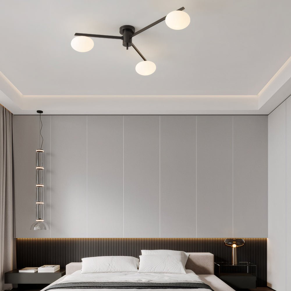 CAVENDISH TRIO GLASS SEMI FLUSH CEILING LIGHT"  
2. "WINSLOW QUINTESSENCE FLUSH MOUNT LAMP"  
3. "BLOOMFIELD SIX-PANEL CEILING ILLUMINATOR