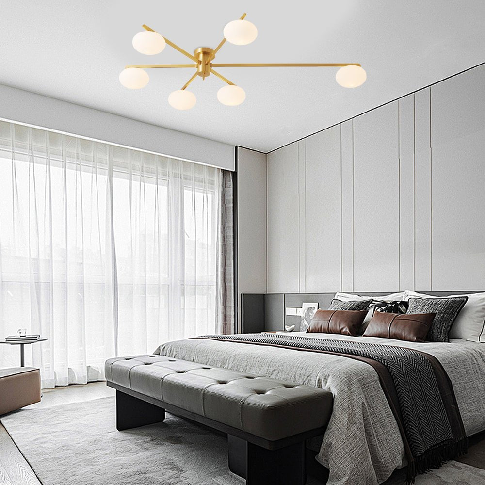 CAVENDISH TRIO GLASS SEMI FLUSH CEILING LIGHT"  
2. "WINSLOW QUINTESSENCE FLUSH MOUNT LAMP"  
3. "BLOOMFIELD SIX-PANEL CEILING ILLUMINATOR