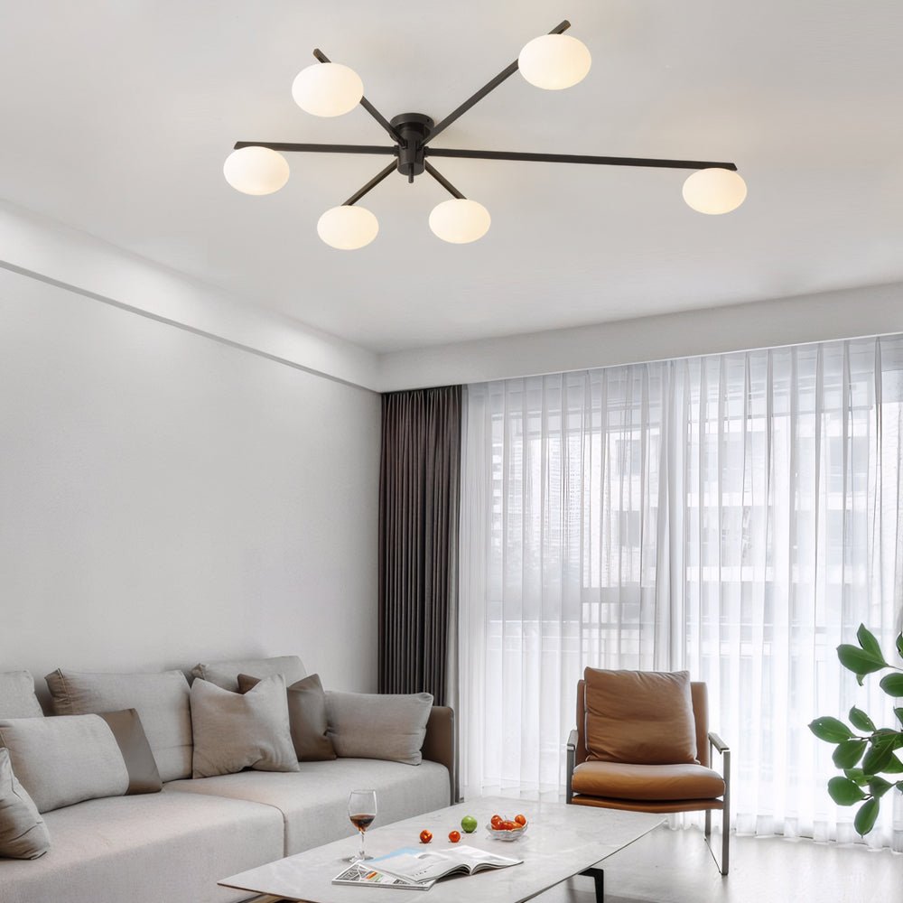 CAVENDISH TRIO GLASS SEMI FLUSH CEILING LIGHT"  
2. "WINSLOW QUINTESSENCE FLUSH MOUNT LAMP"  
3. "BLOOMFIELD SIX-PANEL CEILING ILLUMINATOR
