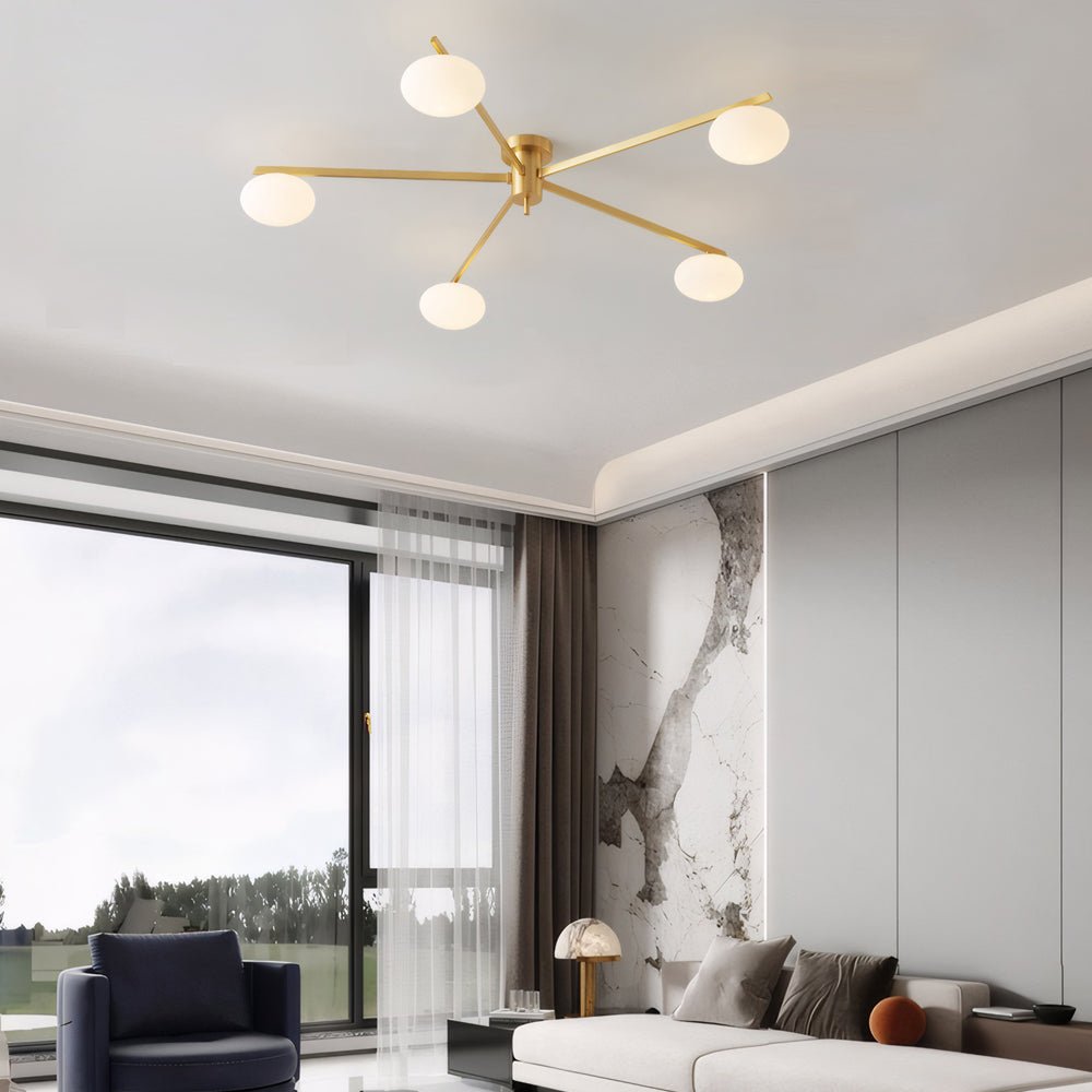 CAVENDISH TRIO GLASS SEMI FLUSH CEILING LIGHT"  
2. "WINSLOW QUINTESSENCE FLUSH MOUNT LAMP"  
3. "BLOOMFIELD SIX-PANEL CEILING ILLUMINATOR