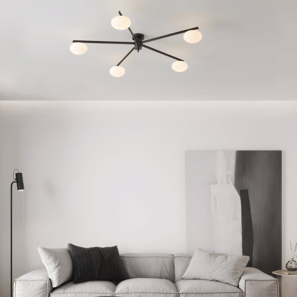 CAVENDISH TRIO GLASS SEMI FLUSH CEILING LIGHT"  
2. "WINSLOW QUINTESSENCE FLUSH MOUNT LAMP"  
3. "BLOOMFIELD SIX-PANEL CEILING ILLUMINATOR