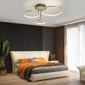 1. **WINSLOW TRIO RING DIMMER CEILING LIGHT** - Featuring three interlocking rings with a sophisticated gold finish, this modern ceiling fixture offers adjustable brightness and a touch of leather for added texture.

2. **TAVISTOCK QUINTET RING DIMMABLE L