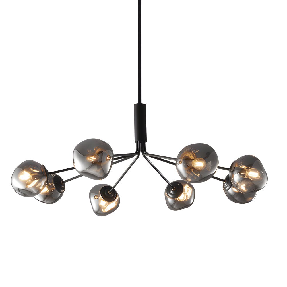 WINTHROP DIMPLED LAVA GLASS MULTI-LIGHT CHANDELIER WITH BLACK METALLIC ARMS