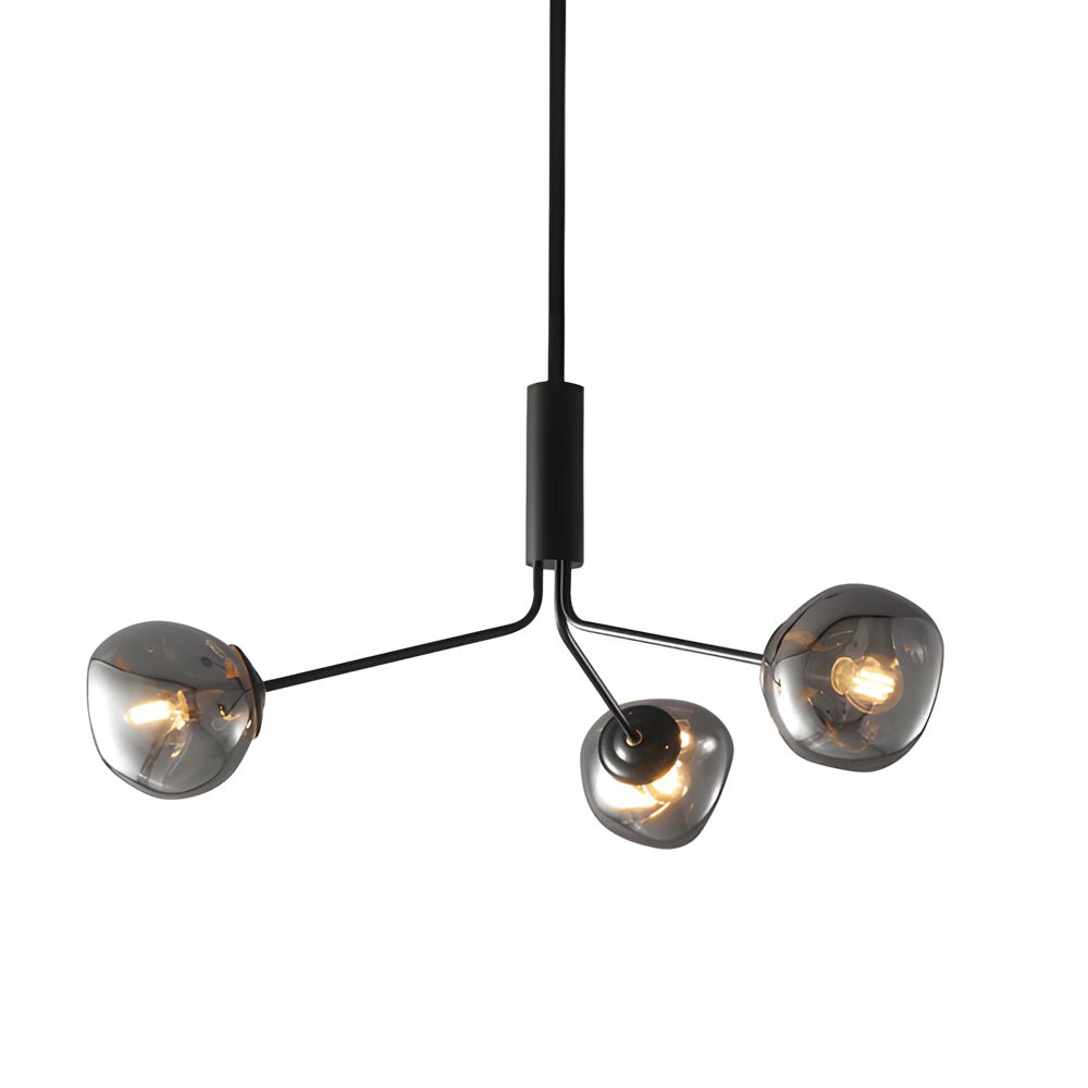 WINTHROP DIMPLED LAVA GLASS MULTI-LIGHT CHANDELIER WITH BLACK METALLIC ARMS