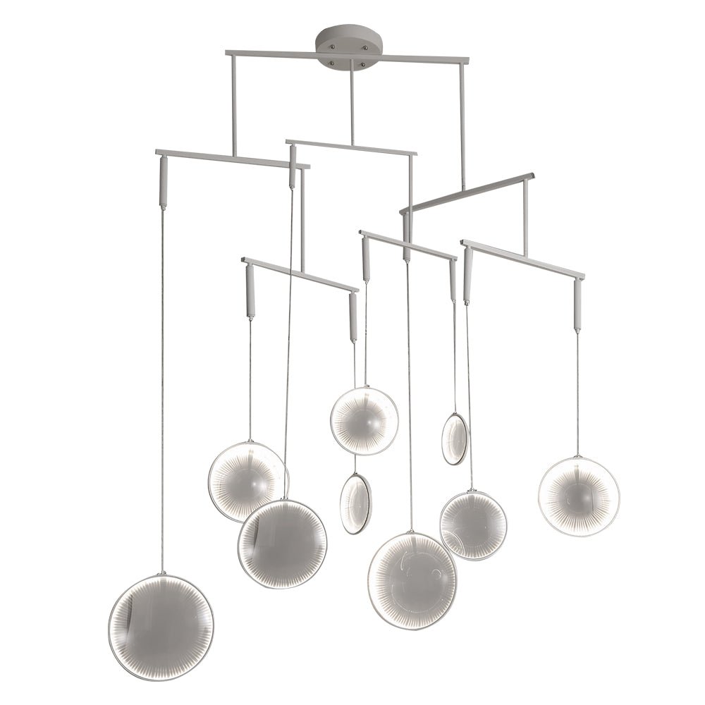 1. **WILLOWSHIRE LUMINAIRE WITH TRIPLE RAY DESIGN**  
   - A stunning chandelier featuring three radiant LED lights, designed to illuminate your space with a soft, focused glow.

2. **HENLEY QUADRO LED CHANDELIER**  
   - A sophisticated light fixture boa
