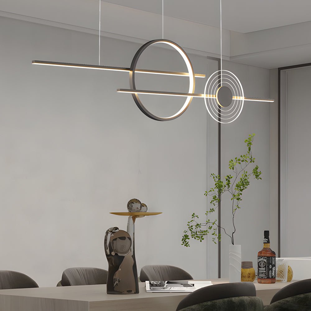 WINDSOR CIRCLE DIMMABLE LED ISLAND LIGHTING, BLACK & WHITE