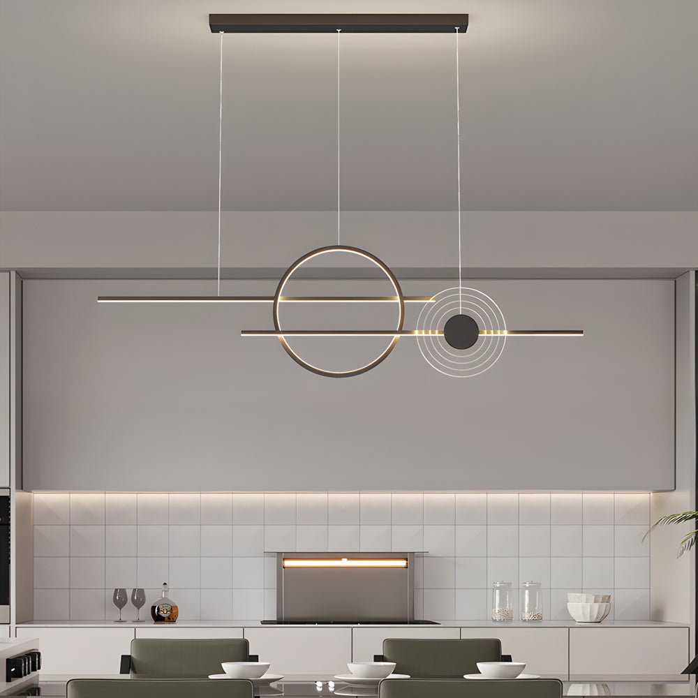 WINDSOR CIRCLE DIMMABLE LED ISLAND LIGHTING, BLACK & WHITE