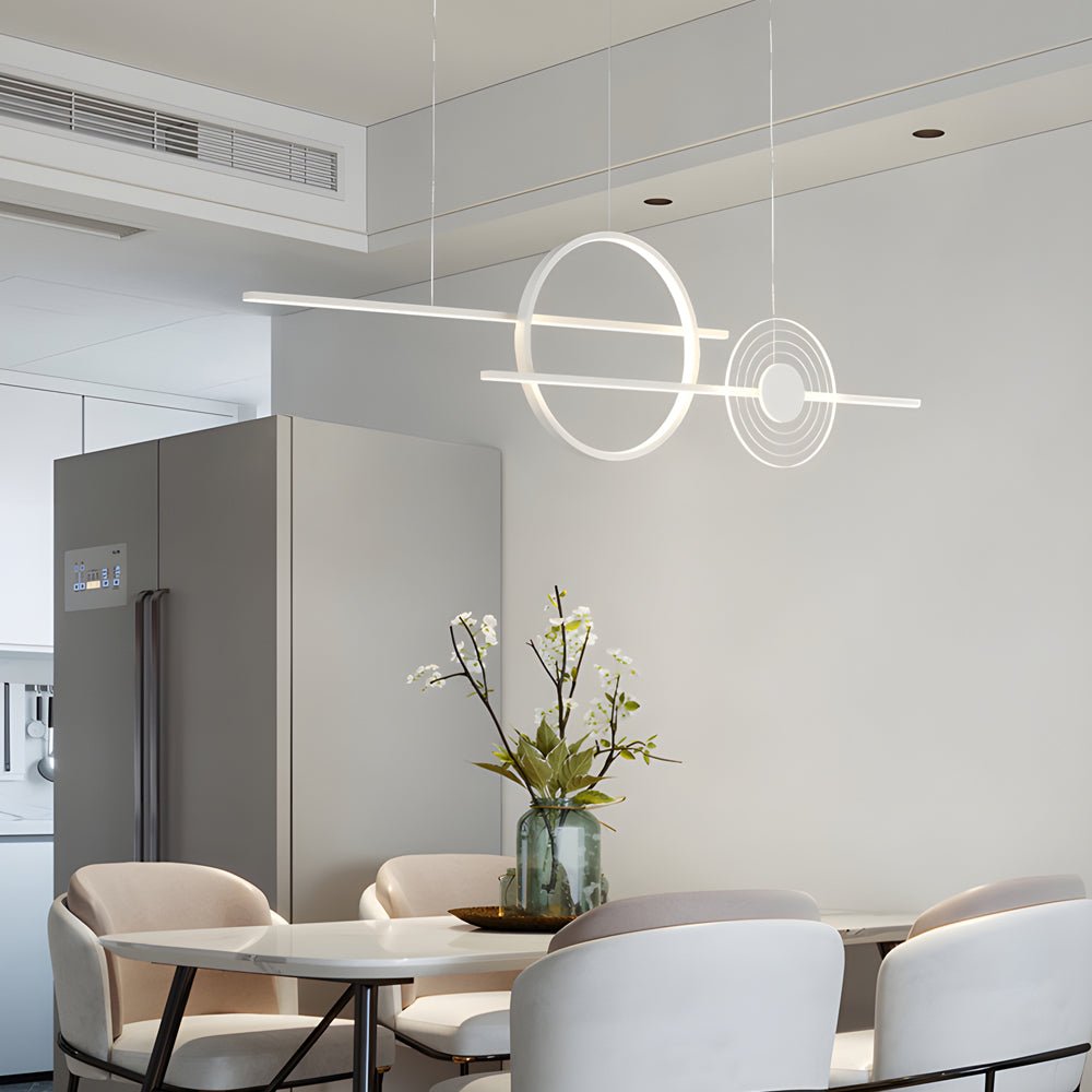 WINDSOR CIRCLE DIMMABLE LED ISLAND LIGHTING, BLACK & WHITE