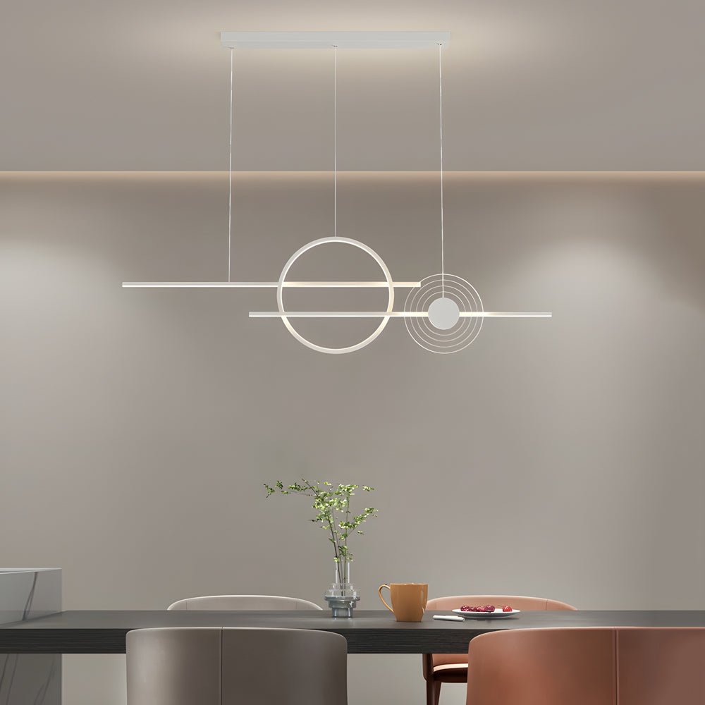 WINDSOR BLACK & WHITE RING LED ISLAND LIGHTING FOR DINING SPACES