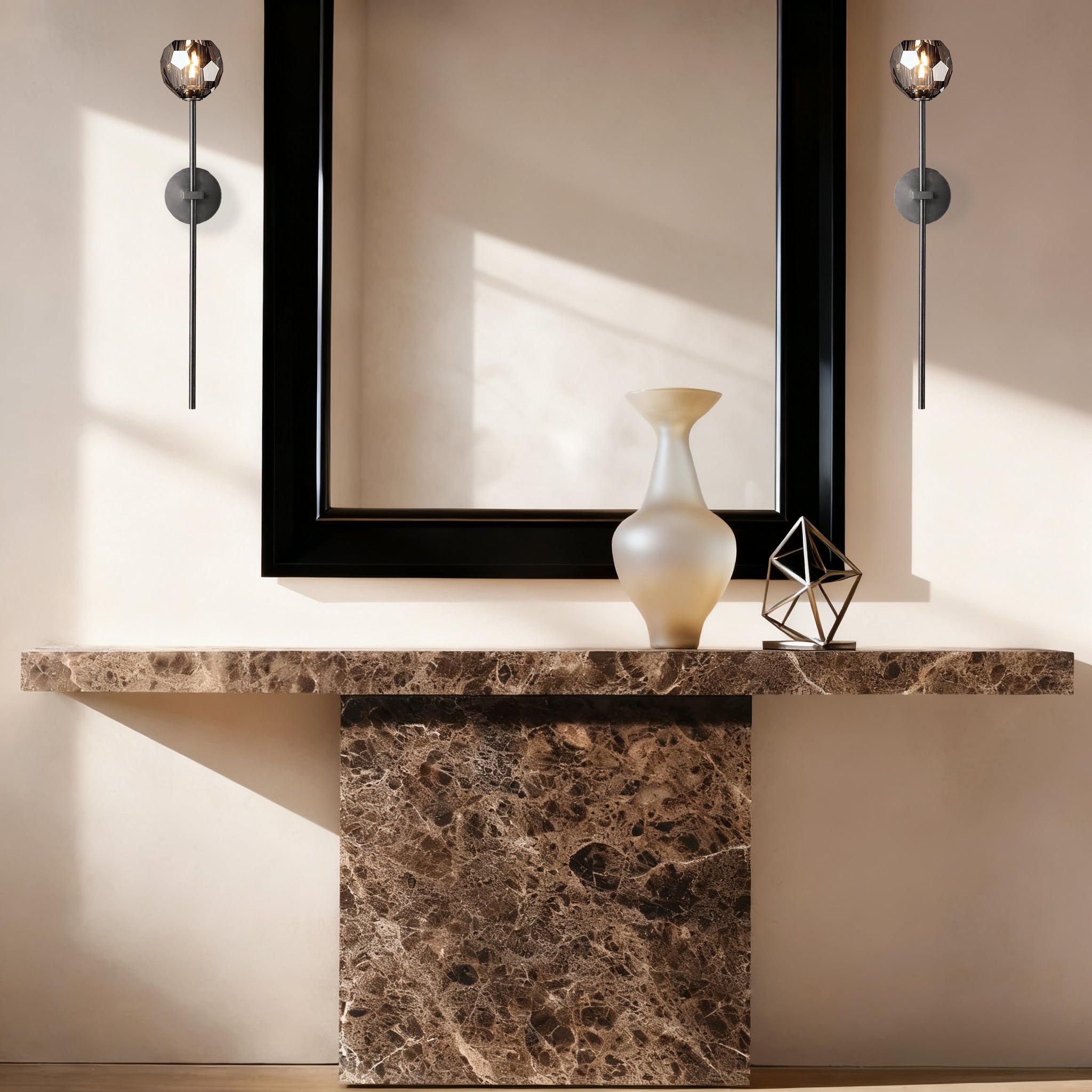 VERITY SMOKED CRYSTAL WALL LANTERN