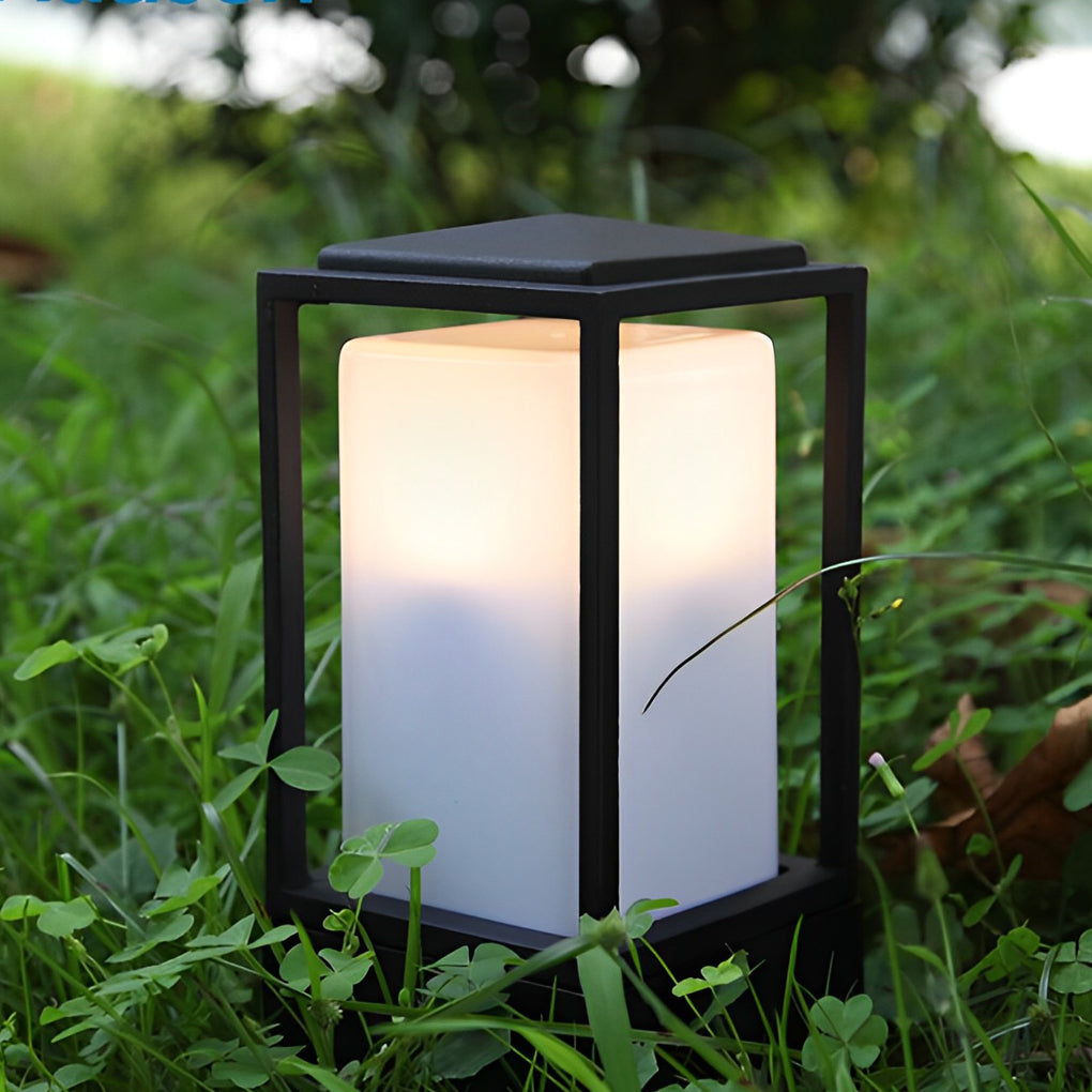 WINDSOR CUBE ALUMINUM GARDEN LANTERN, 110V LOW VOLTAGE LED, WATER-RESISTANT LANDSCAPE ILLUMINATION