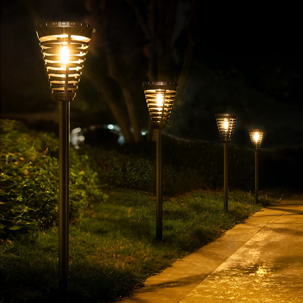 CHARLESTON RINGED SOLAR GARDEN LIGHTS WITH CONICAL DESIGN
