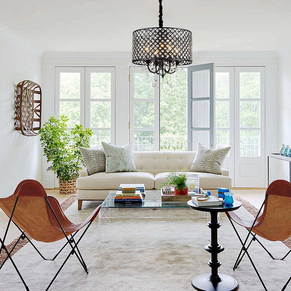 WINTHROP IRON ORB CRYSTAL HANGING LANTERN