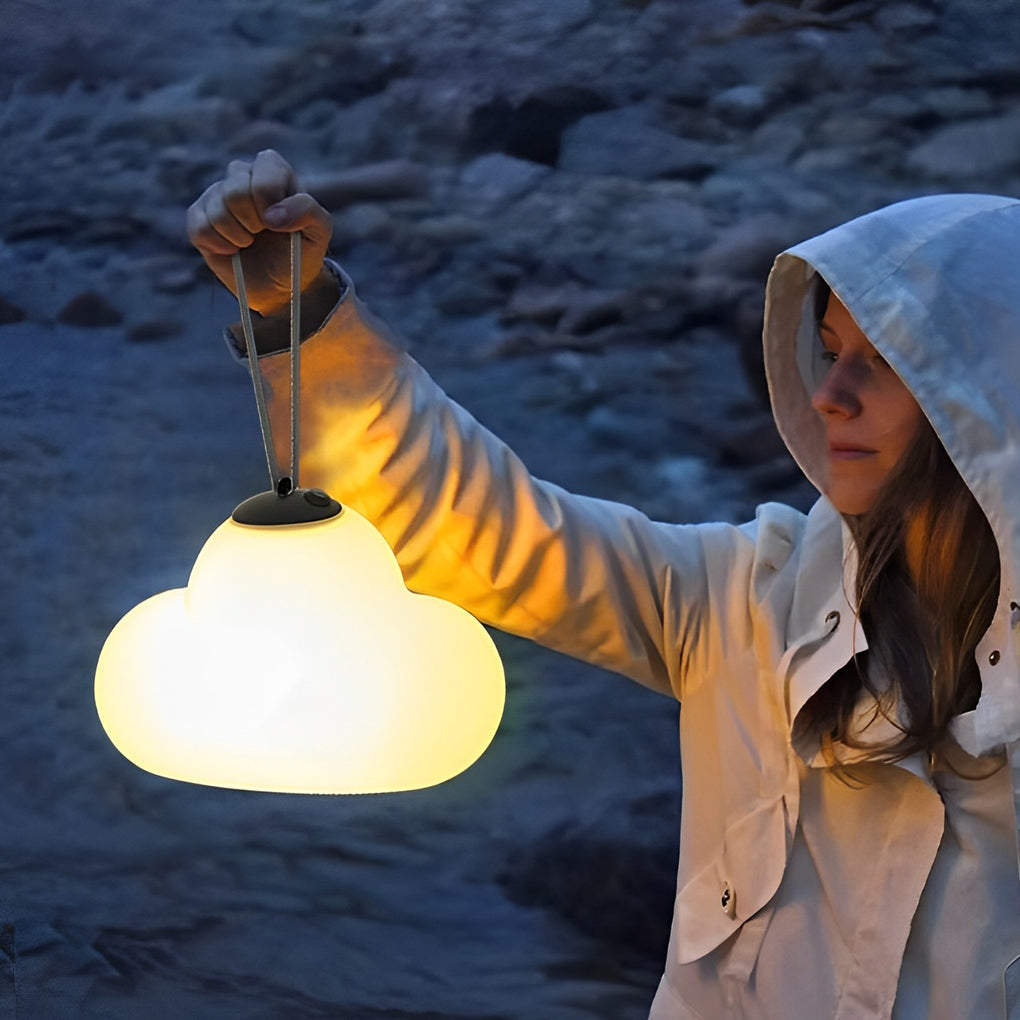 WINDSOR DRIZZLE RECHARGEABLE OUTDOOR LIGHTS WITH WATER-RESISTANT CLOUD DESIGN