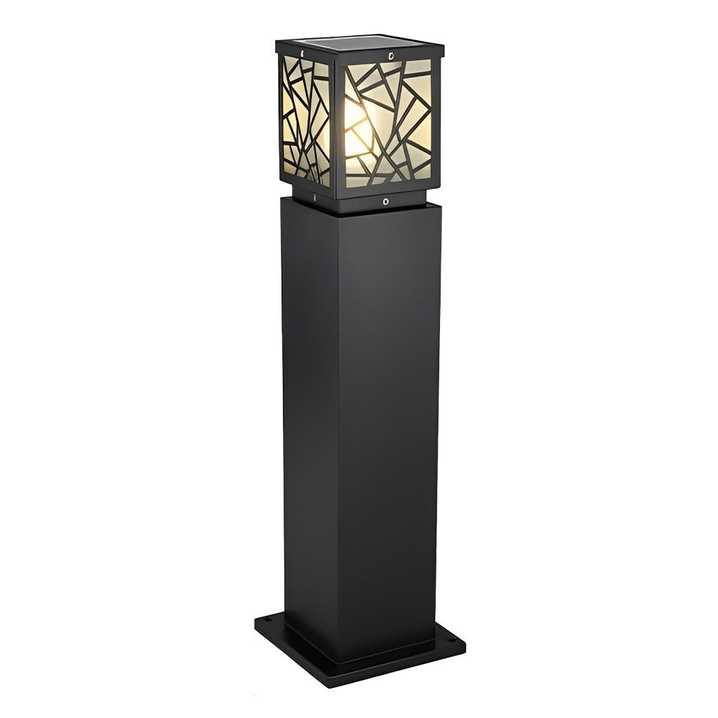 WINDSOR SOLAR GLOW PATHWAY LANTERNS - BLACK WATER-RESISTANT OUTDOOR BOLLARD LIGHTING