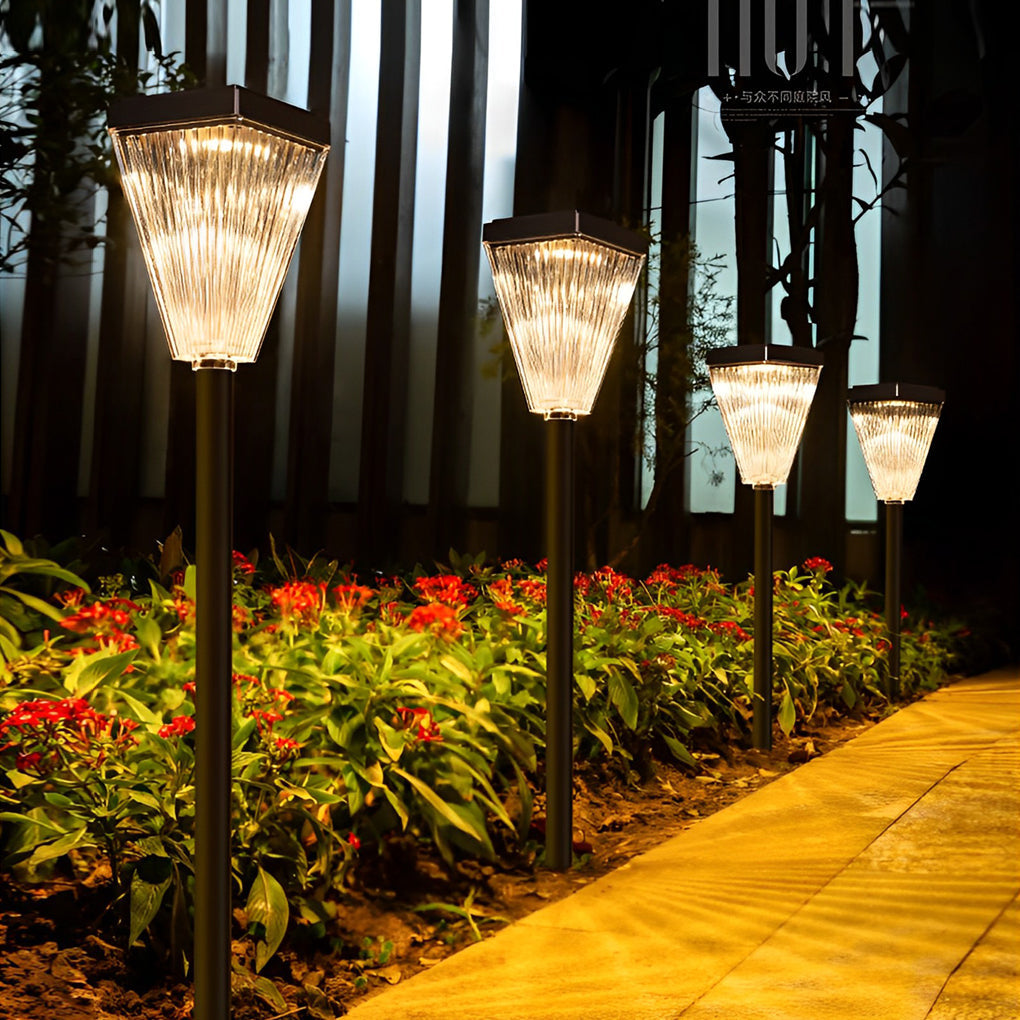 WINTHROP RIPPLED GLASS SOLAR PATH LIGHTING WITH DIMMABLE LED