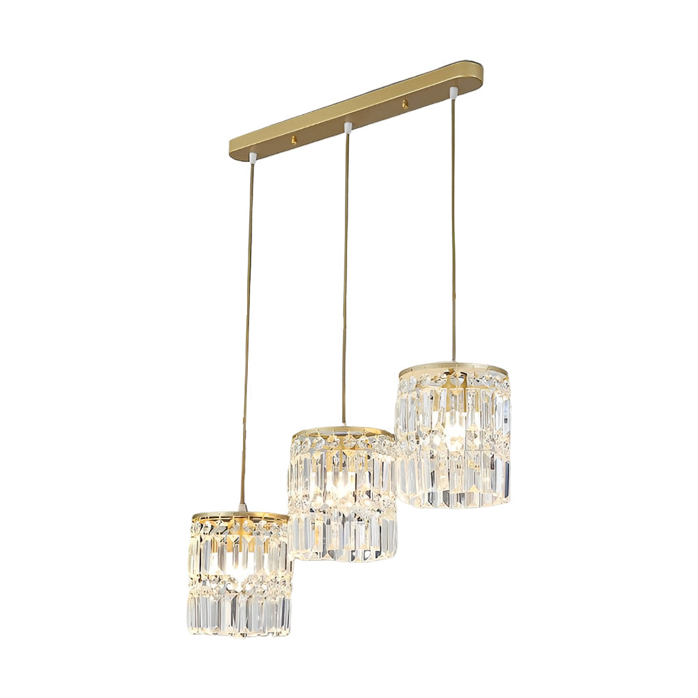 WINTHORPE CYLINDRICAL CRYSTAL PENDANT LIGHT WITH TRIPLE DIMMING