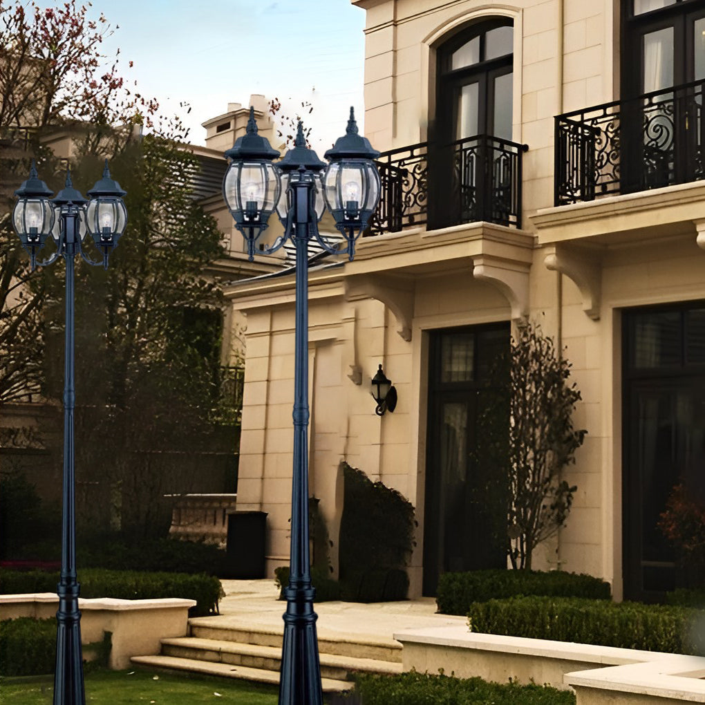 RAVENHALL TRIPLE GLOBE OUTDOOR LANTERN POST